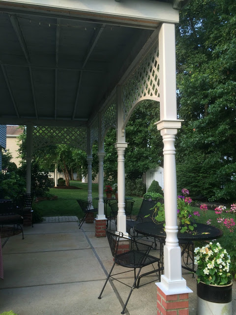 Painting the patio ceiling can be scary. We rigged some scaffolding and worked together completing the job for a fresh and clean area. 