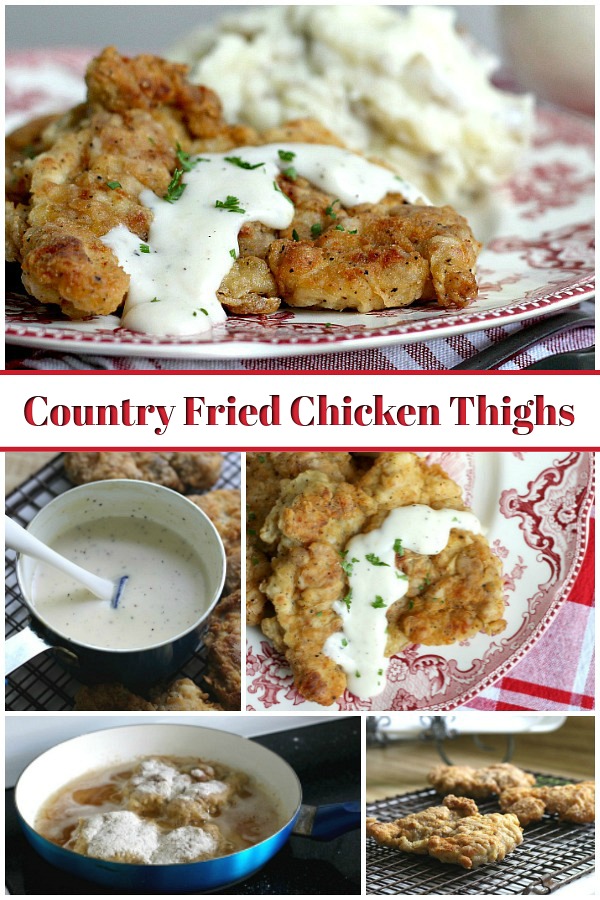 Crispy, moist and easy fried chicken with creamy mashed potatoes is a great comfort meal. It begins with boneless chicken thighs cooked in a skillet.