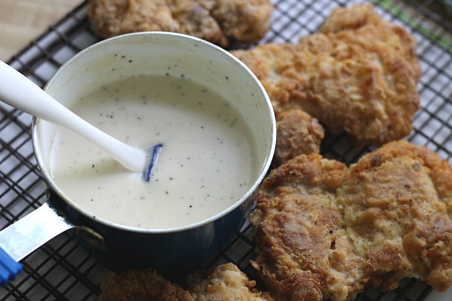 Crispy, moist and easy fried chicken with creamy mashed potatoes is a great comfort meal. It begins with boneless chicken thighs cooked in a skillet.