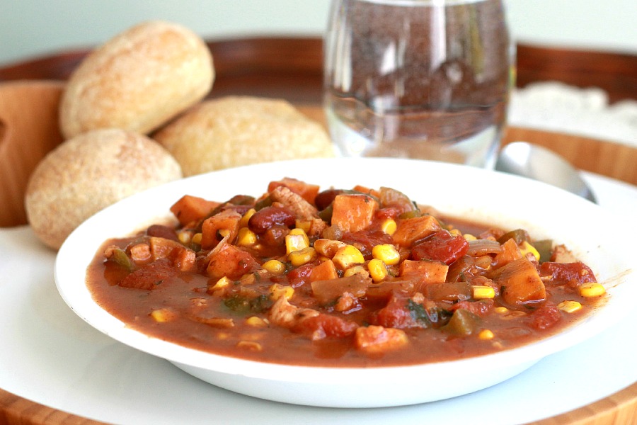 Easy recipe for Spicy Chicken and Vegetable Stew is reminiscent of Moroccan flavors. Rich, flavorful and full of nutritious vegetables.