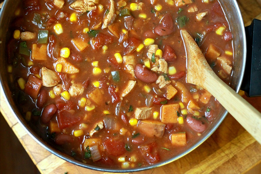 Easy recipe for Spicy Chicken and Vegetable Stew is reminiscent of Moroccan flavors. Rich, flavorful and full of nutritious vegetables.