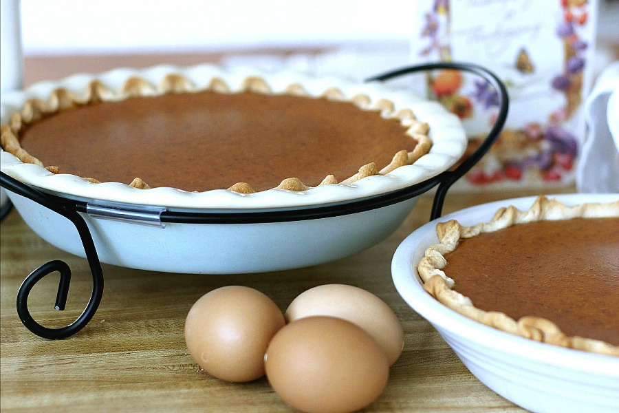 Famous Libby's Pumpkin Pie recipe is so easy and it makes two delicious pies! A Thanksgiving classic on your dessert table.