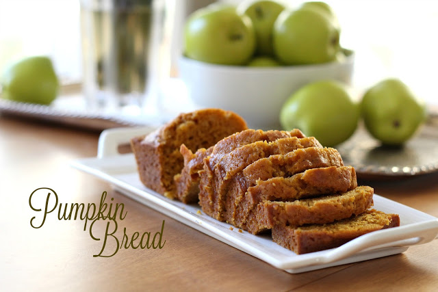 Delicious pumpkin quick bread full of cinnamon, nutmeg, cloves & ginger. Perfect mini loaves to share with friends. Bake ahead & freeze for Thanksgiving.