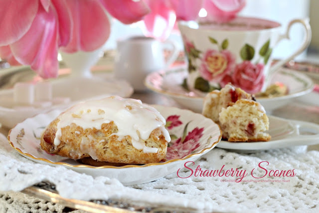 Breakfast, teatime, snack time, anytime, scones just hit the spot. These strawberry scones are made with dried strawberries but can be made with other dried fruit. They have a delicate strawberry flavor and are glazed to add additional sweetness.