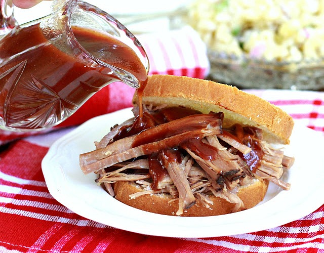 Super easy recipe for tender and delicious slow cooker barbecue beef brisket for those busy days when you want a great meal for your family.