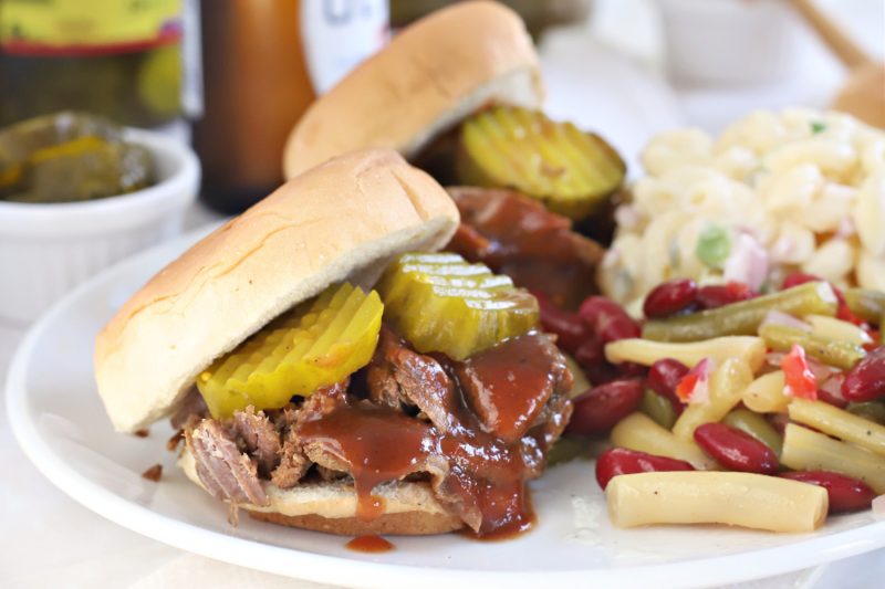 Super easy recipe for tender and delicious slow cooker barbecue beef brisket for those busy days when you want a great meal for your family.