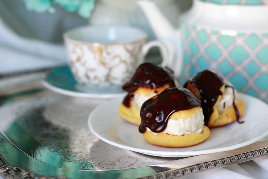 Profiteroles, or cream puffs, look elegant but are easy to make. Filled with pastry cream or ice cream, profiteroles can be eaten plain, dusted with confectioners' sugar or covered with a wonderful chocolate sauce or ganache for a delicious dessert.