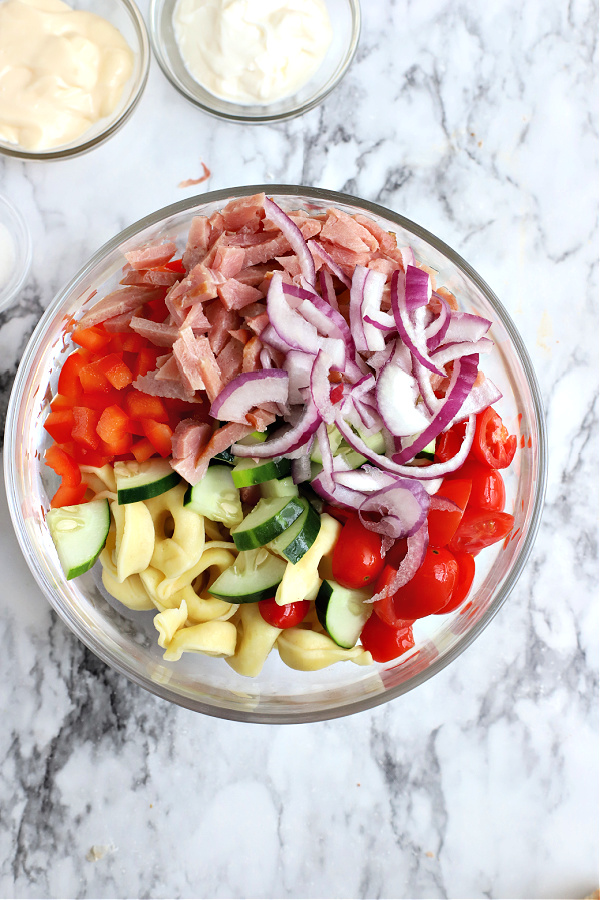 fresh vegetables for Hawaiian pasta salad