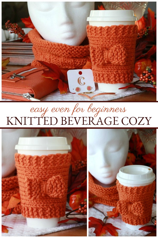 Knitted Beverage Cozy is an easy projects even for beginners. Make in your favorite color to keep your pumpkin spice coffee or hot chocolate warm.