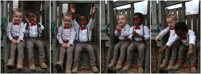 Little boys look adorable dressed up with suspenders and red bow ties. You can make them quickly with this easy knitted bow tie pattern. Sweet for any occasion. 