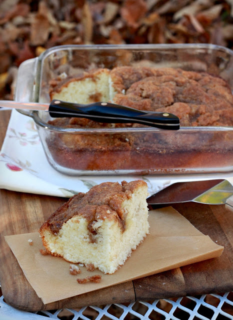 Easy recipe for a favorite coffee cake with a brown sugar crumb topping. Perfect for breakfast with coffee or at break time.