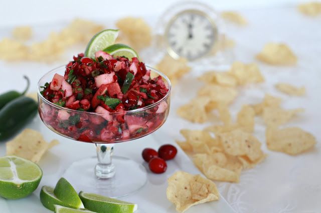 Cranberry Apple & Jalapeno Salsa is colorful, fresh and incredibly good! A festive appetizer that your guests won't be able to stop eating. 