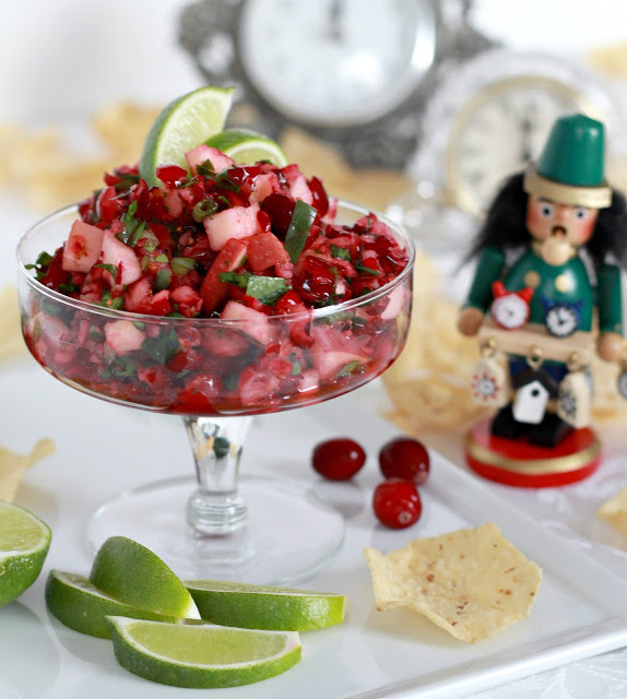 Cranberry Apple & Jalapeno Salsa is colorful, fresh and incredibly good! A festive appetizer that your guests won't be able to stop eating. 