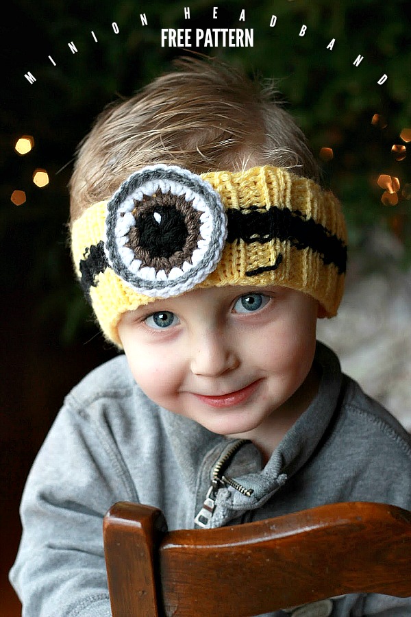 Adorable and easy knitted headband FREE pattern with crocheted eye keeps those little ears warm in a fun way.