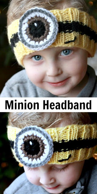 Adorable and easy knitted headband FREE pattern with crocheted eye keeps those little ears warm in a fun way.