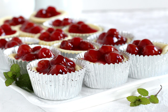 Looking for a delicious and easy to make dessert? Try Cherry Cheese Cupcakes. They are always a favorite and look so pretty. Perfect for bridal or baby showers, parties and holidays like Valentine's Day. Top with pie filling of choice. Easy to serve with no slicing too. 