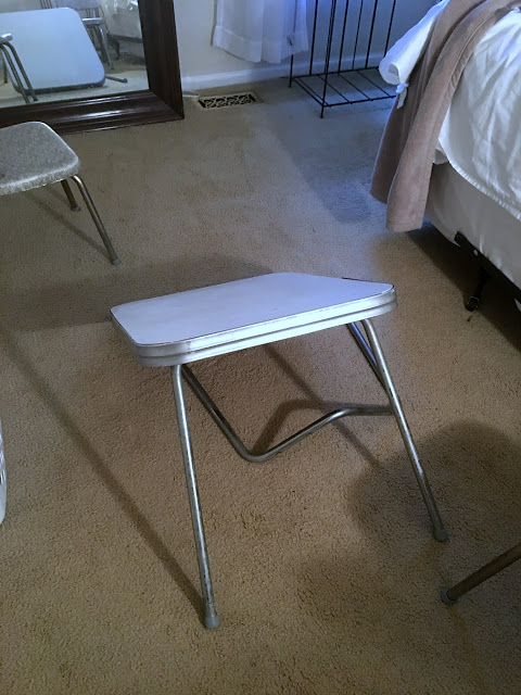 Restoring  my vintage childhood chrome table and chairs was a labor of love. This sweet mid-century Formica and chrome set has been in our family for many years.