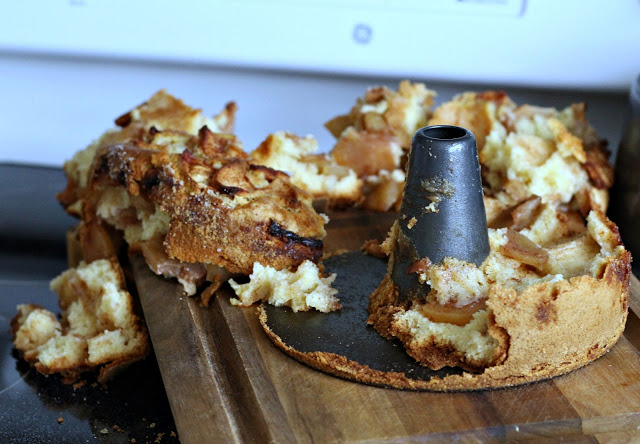 Sometimes mishaps in the kitchen happen even to those who have a lot of experience. Keeping it real as a Jewish apple cake refuses to release from the pan.