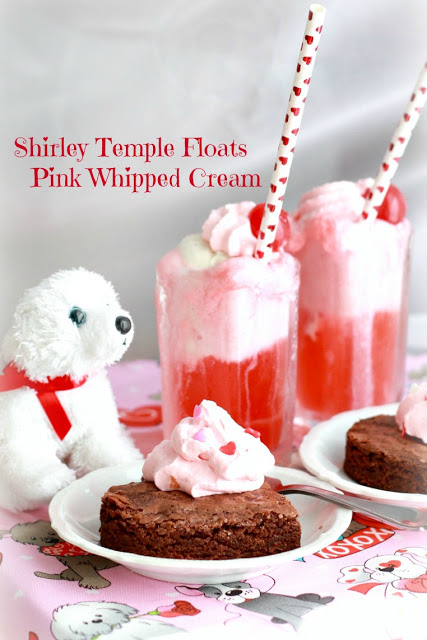 Fun and pretty Shirley Temples and pink whipped cream make delicious floats just right for Valentine's Day.