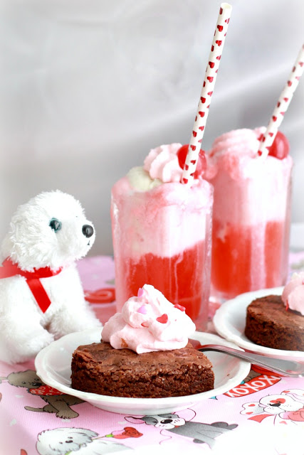 Fun and pretty Shirley Temples and pink whipped cream make delicious floats just right for Valentine's Day.