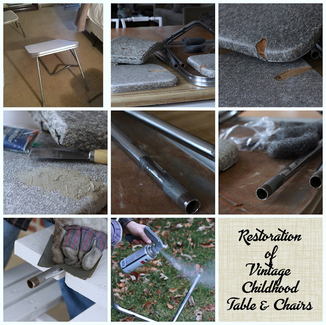 Restoring  my vintage childhood chrome table and chairs was a labor of love. This sweet mid-century Formica and chrome set has been in our family for many years.