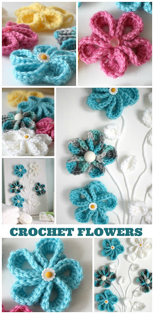 Pretty crochet flowers for all kinds of projects. Wall art or embellishing hats, beanies and bags. Easy to follow video tutorial.