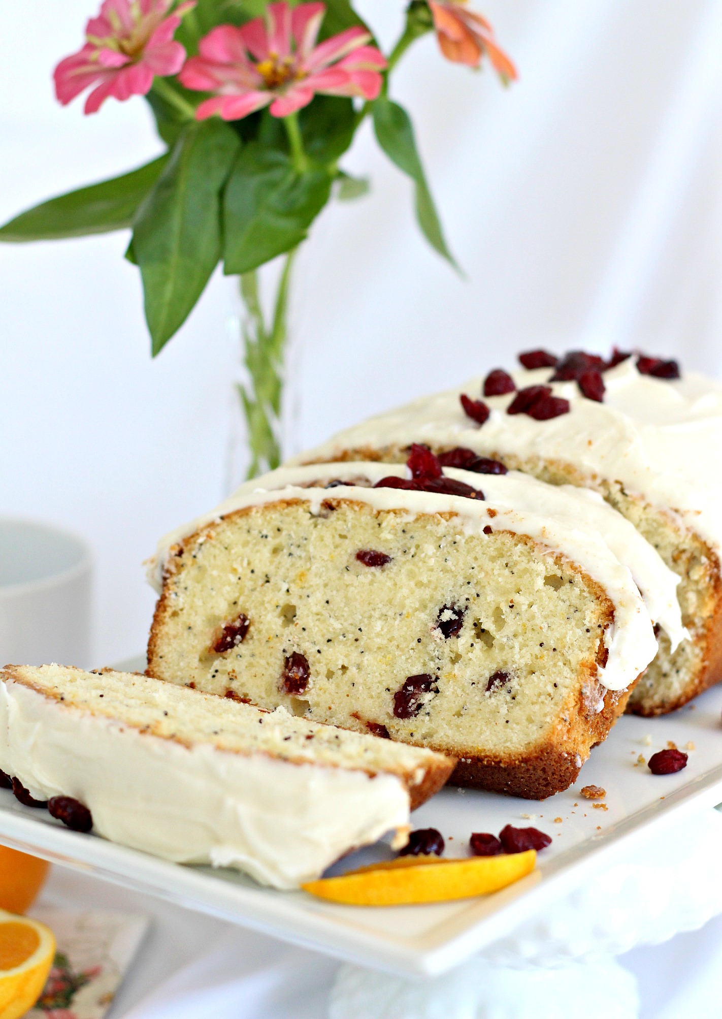 Orange poppy seed tea bread with dried cranberries is lovely for breakfast, snack or to share with friends. Serve frosted or plain. Sweet friendship poem.