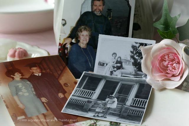 Mother's Day Menu and a Vintage Theme Table as we Remember Mom. Gathering many old rose pottery pieces and boopie glasses from our childhood, I created a vintage tablescape and a Mother's Day Menu any mom would enjoy.