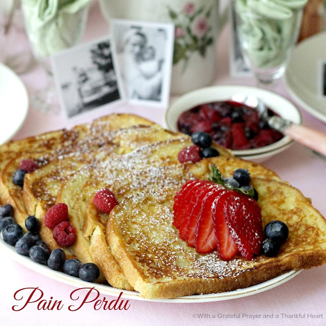 Mother's Day Menu and a Vintage Theme Table as we Remember Mom. Gathering many old rose pottery pieces and boopie glasses from our childhood, I created a vintage tablescape and a Mother's Day Menu any mom would enjoy.