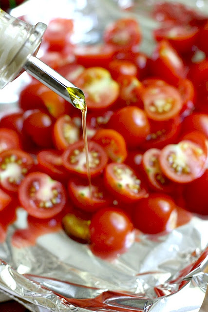 Visit to London Covent Garden and Jamie Oliver restaurant inspired this easy recipe for roasted cherry tomato and basil bruschetta with creamy ricotta. A fresh and delicious summertime appetizer or entree.