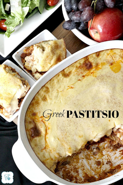 Easy recipe for classic Pastitsio Greek Casserole, a pasta dish that contains ground beef and béchamel sauce. 