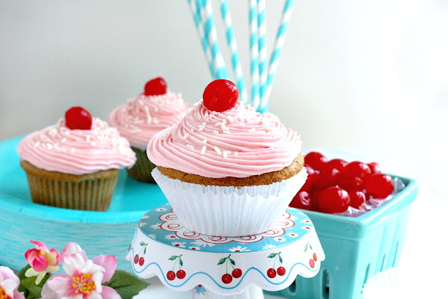 Vanilla Cupcakes with Cherry Buttercream Frosting: Easy recipe for vanilla cupcakes with cherry buttercream frosting. A delicious and fun recipe to make with kids.