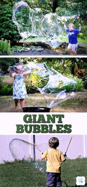 How-to DIY instructions for making a fun summer activity for grandchildren and kids of all ages. GIANT bubbles too big to believe