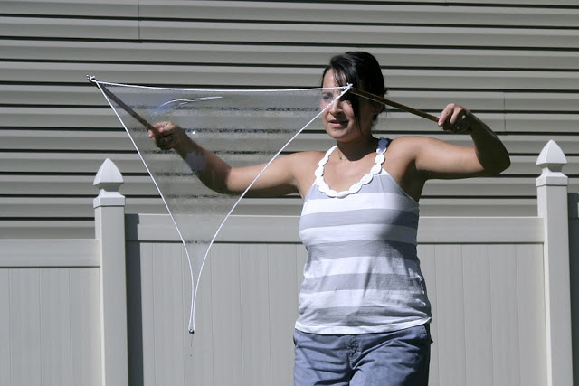 How-to DIY instructions for making a fun summer activity for grandchildren and kids of all ages. GIANT bubbles too big to believe