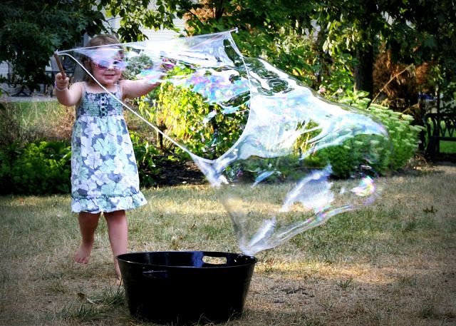 How-to DIY instructions for making a fun summer activity for grandchildren and kids of all ages. GIANT bubbles too big to believe