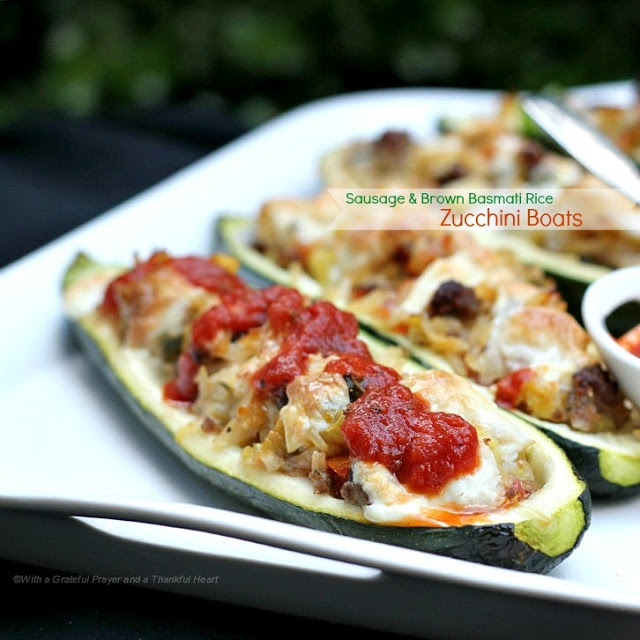 sausage and brown sugar basmati rice zucchini boats 