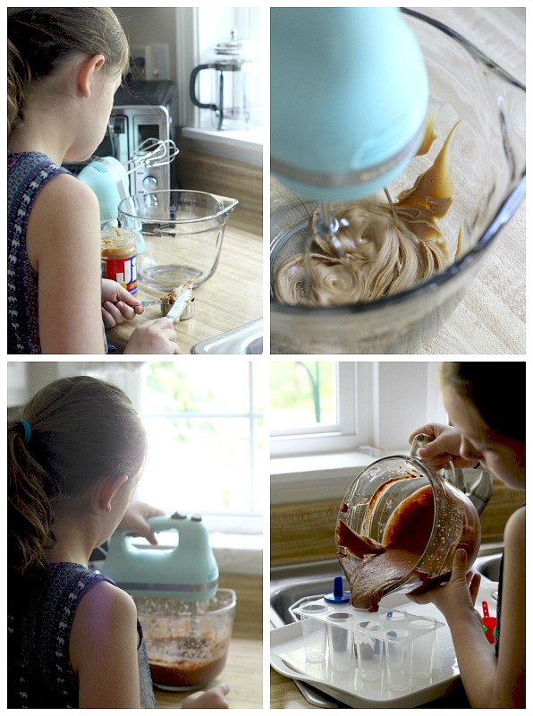 Enjoy an easy summertime recipe for homemade frozen chocolate peanut butter pudding pops for kids and adults alike.