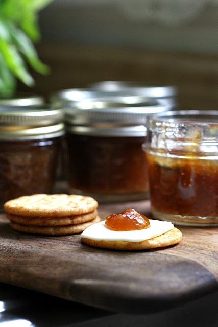 Fig preserves made from figs harvested from backyard fig tree is easy to make and delicious on muffins, toast and even with crackers and cheese.