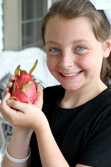 Gorgeous pink dragon fruit brightens this fresh fruit salad with a honey lime ginger dressing. Colorful, delicious and nutritious. 