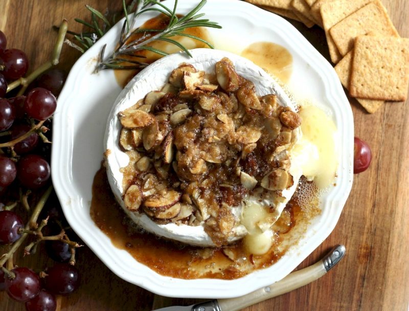 Creamy, buttery Tipsy Brie is the appetizer of choice when friends get together. Warm, melty with a topping of brown sugar, sliced almonds & bourbon.