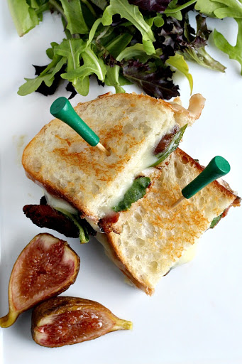 Take grilled cheese to another level with the addition of bacon, figs and greens. Great flavor combines with melt-y cheese and grilled to golden perfection.