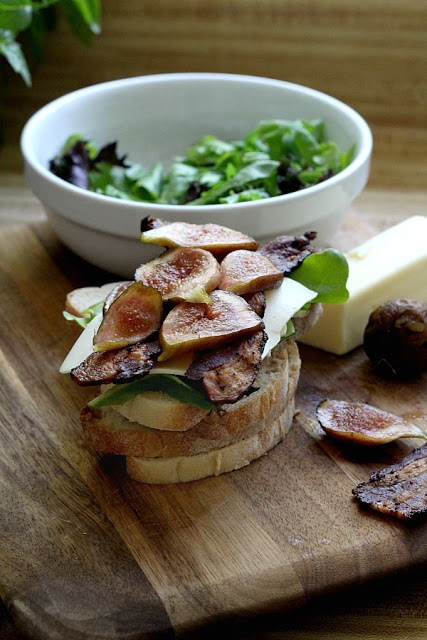 Take grilled cheese to another level with the addition of bacon, figs and greens. Great flavor combines with melt-y cheese and grilled to golden perfection.