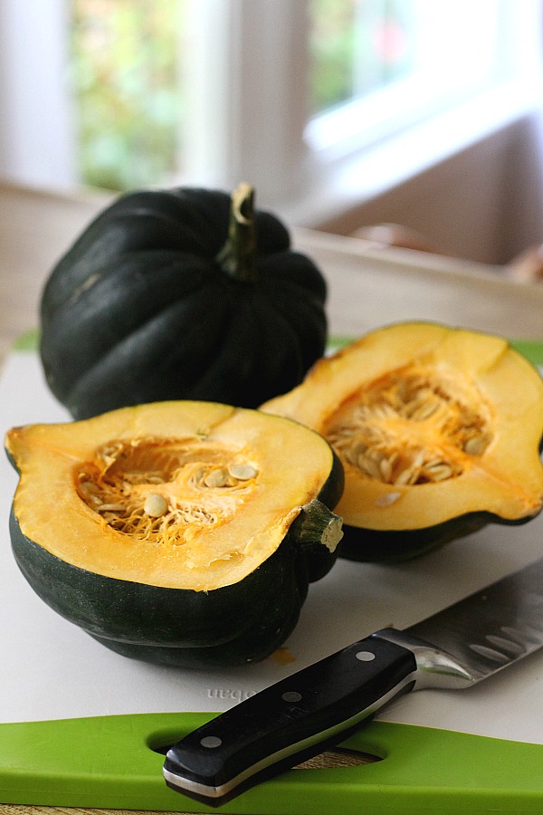 Baked acorn squash couldn't be easier. Bake the sliced and seeded squash with butter and maple syrup until fork tender. A lovely autumn side dish.