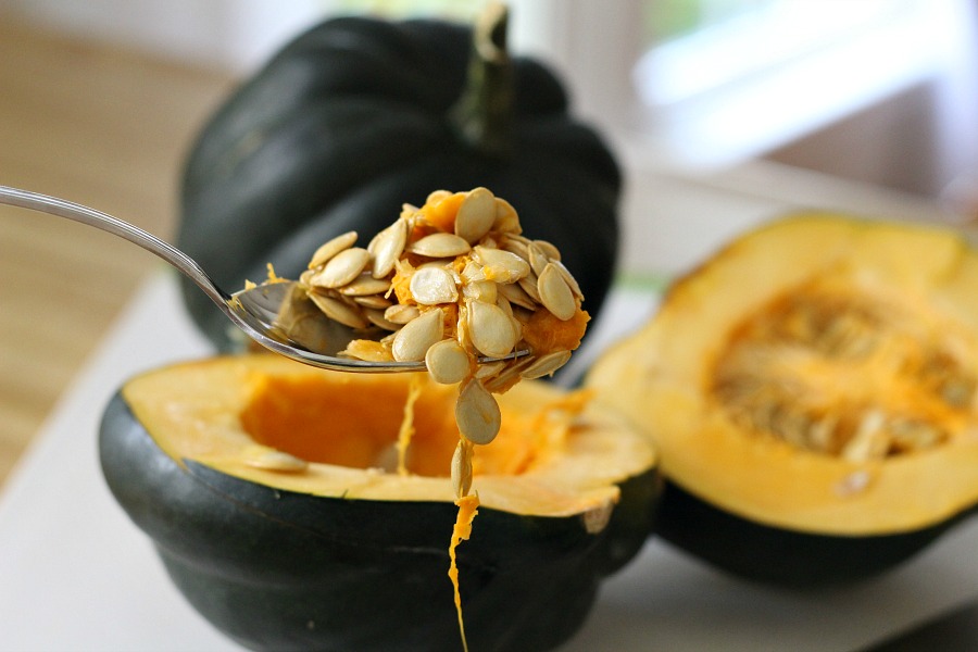 Baked acorn squash couldn't be easier. Bake the sliced and seeded squash with butter and maple syrup until fork tender. A lovely autumn side dish.