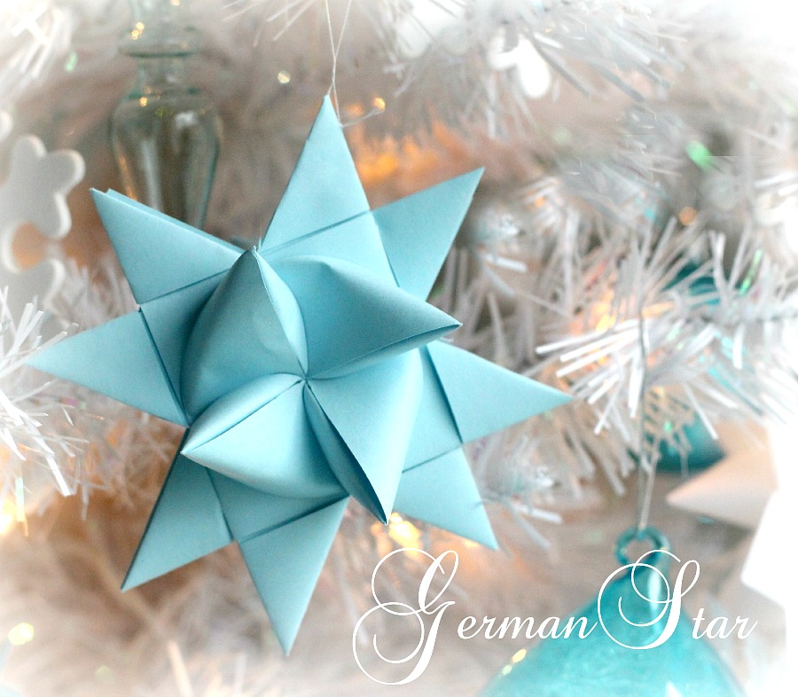 Learn to make German Star paper Ornaments with easy to follow How-To video. Three-dimensional star made by weaving and folding about forty steps.