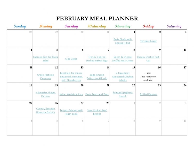 Save time and money following a meal planner with links to all recipes. Delicious February or winter dishes meals you and your family will love. Wholesome, healthy, delicious and homemade.