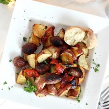 One Pan Roasted German Brats