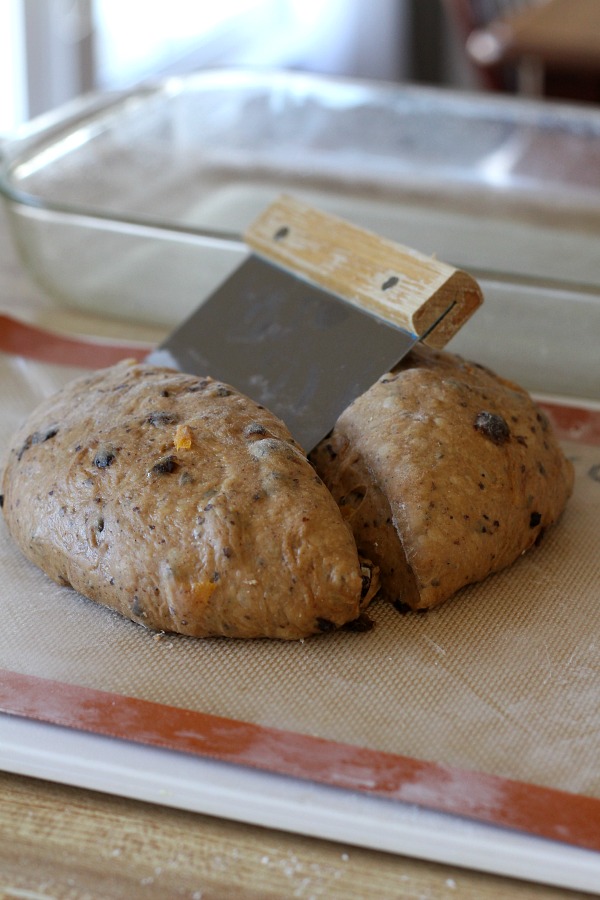 Hot Cross Buns are an Easter tradition and a lovely, sweet breakfast treat with the warm flavor of cinnamon. Dough is made easily in a bread machine then shaped and baked in a dish. Frosting is piped on top in the shape of the cross. Perfect addition for brunch with hard-boiled, colored eggs.