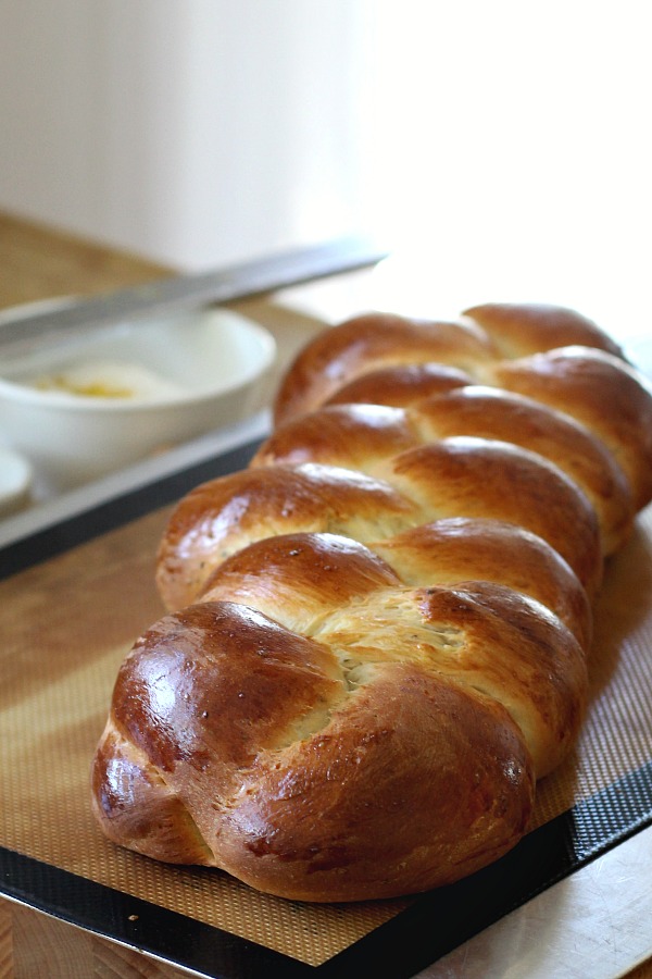 This easy recipe for a pretty loaf of braided and glazed Lemon Anise Bread is soft and full of flavor. Make the dough using a bread machine or traditionally. After rising, shape, rise again and bake. Cool, then drizzle on a light lemony glaze. Lovely with tea, Mother's Day or for any special occasion.