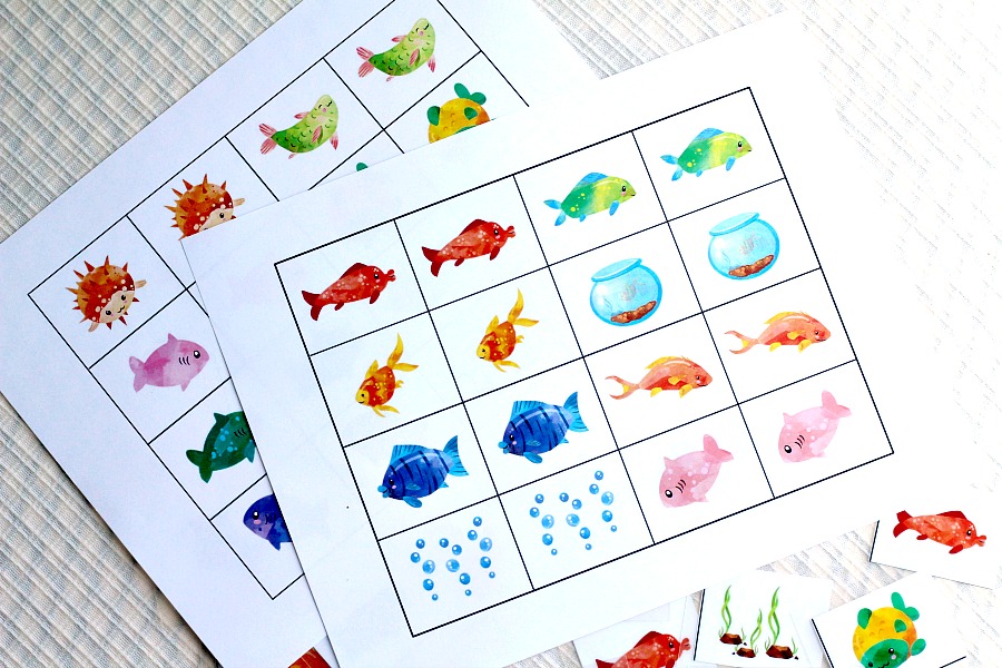 Cute and colorful, Something Fishy matching memory game, provides hours of fun for kids while building recall, focusing and problem solving skills.